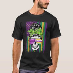 Funny Sugar Skull Mardi Gras Party 2023 Costume T-shirt