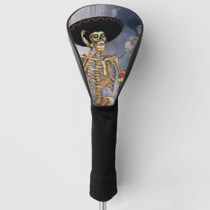 Funny sugar skull met maxicaans pet golfheadcover