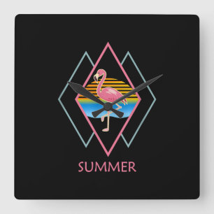 Funny Summer Flamingo Cute Flamingo Lover Vierkante Klok