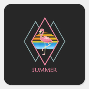Funny Summer Flamingo Cute Flamingo Lover Vierkante Sticker