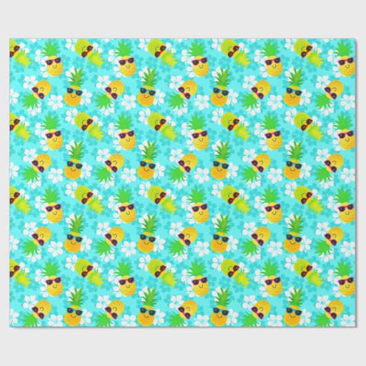 Funny Summer Tropical Pineapples Cadeaupapier (Vlak)