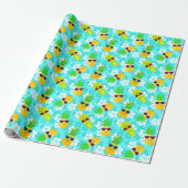 Funny Summer Tropical Pineapples Cadeaupapier (Uitgerold)