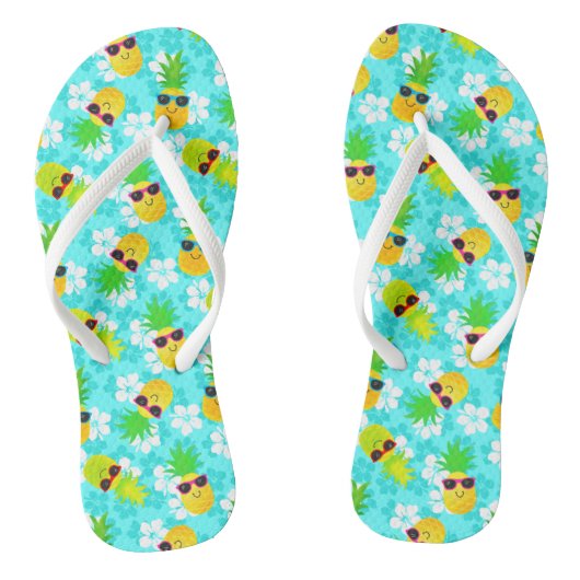Funny Summer Tropical Pineapples Teenslippers (Voetbed)