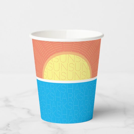 Funny Sun en Sharks Summer Papieren Bekers (Links)
