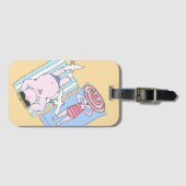 Funny Sunbathing Couple Cartoon Seaside Art Bagagelabel (Voorkant (horizontaal))