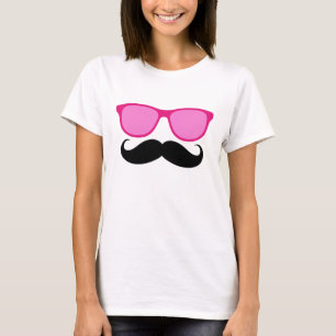 Funny Sunbril Mustache Damt-Shirt T-shirt