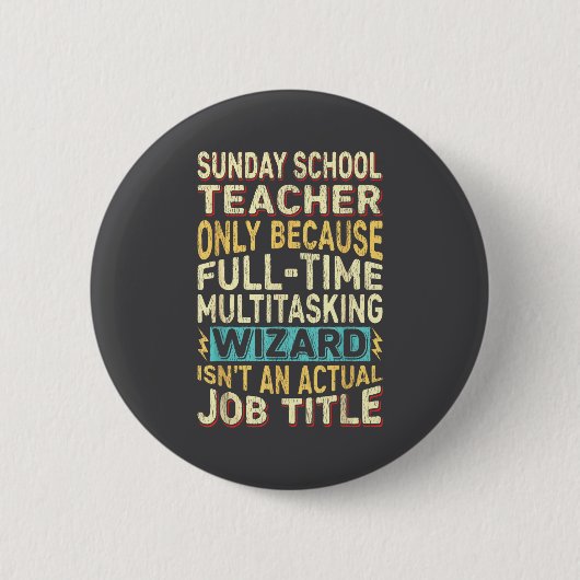 Funny Sunday School Teacher Multitasking Wizard Qu Ronde Button 5,7 Cm (Voorkant)