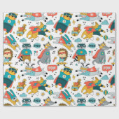 Funny Superheld Animals Pattern Cadeaupapier (Vlak)