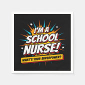 Funny Superpower School Verpleegkundige Waardering Servet (Voorkant)