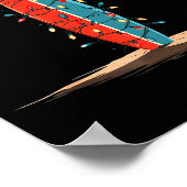 Funny Surf Christmas Lights Lover Surfboard Surfin Poster (Hoek)