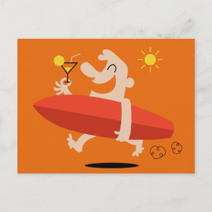 Funny Surfer avec carte postale Cocktail