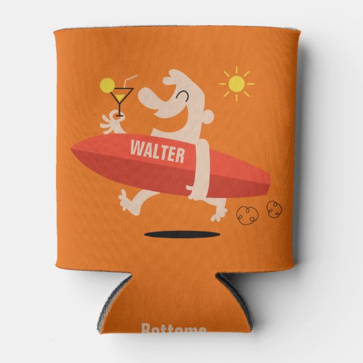 Funny Surfer met Cocktail koelbox Blikjeskoeler (Voorkant)