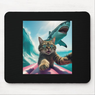 Funny Surfing Cat Selfie With Shark Meme _1  Muismat