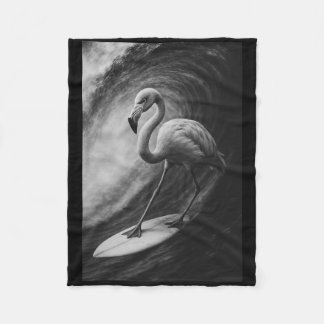 Funny Surfing Flamingo Bird Selfie On Surfboard Be Fleece Deken