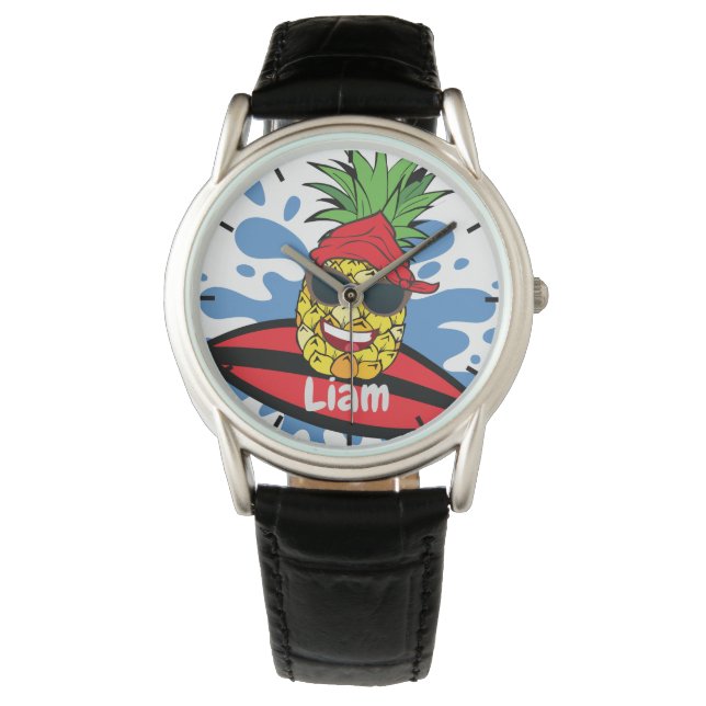 Funny Surfing Pineapple Horloge (Voorkant)
