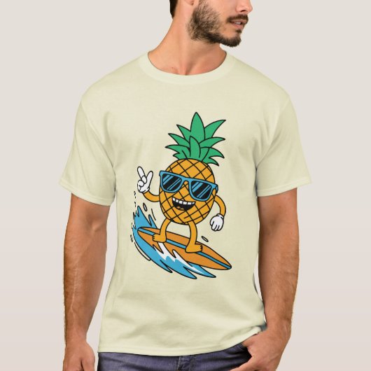 Funny Surfing Pineapple T-Shirt Tropical Surf Tee (Devant)