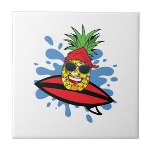 Funny Surfing Pineapple Tegeltje