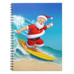 Funny Surfing Santa Claus Notitieboek