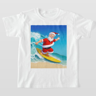 Funny Surfing Santa Claus T-shirt