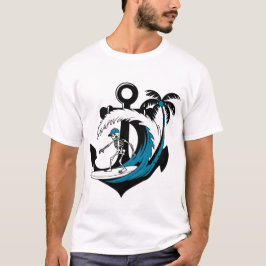 Funny Surfing Skeleton Beach Vibes Summer Surf Tee T-shirt
