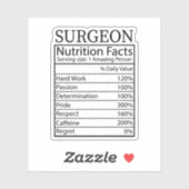 Funny Surgeon Nutrition Facts, Surgeon Gift Sticker (Vel)
