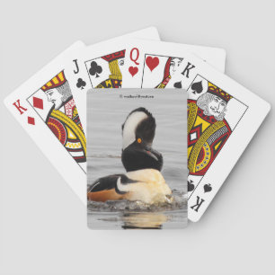 Funny Surprisded Hooded Merganser Waterfowl Duck Pokerkaarten