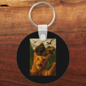 Funny Surprised Ed Cat Selfie With Bigfoot T-rex  Sleutelhanger (Voorkant)