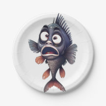Funny Surprised Fish – Cartoon Fish Plate Design
