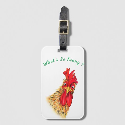 Funny Surprised Rooster Bagagelabel gepersonalisee (Voorkant (verticaal))