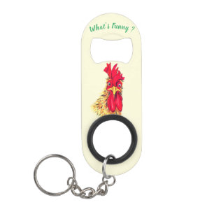 Funny Surprised Rooster Sleutelhanger flesopener Mini Flessenopener