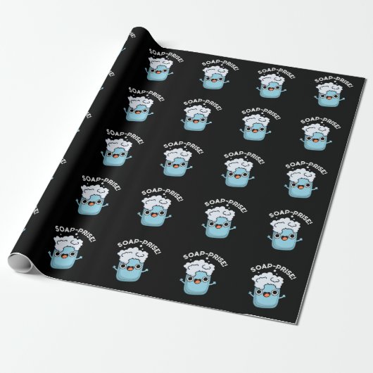 Funny Surprised Soap Pun Dark BG Cadeaupapier (Uitgerold)