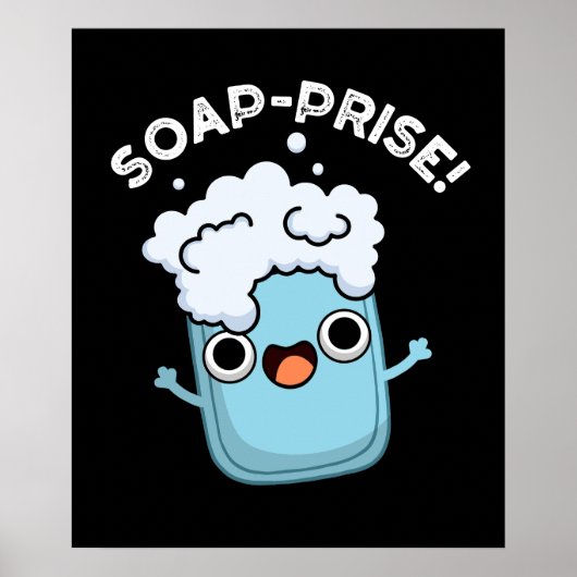 Funny Surprised Soap Pun Dark BG Poster (Voorkant)