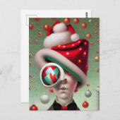 Funny Surreal Santa Hat Caractère carte postale (Devant / Derrière)