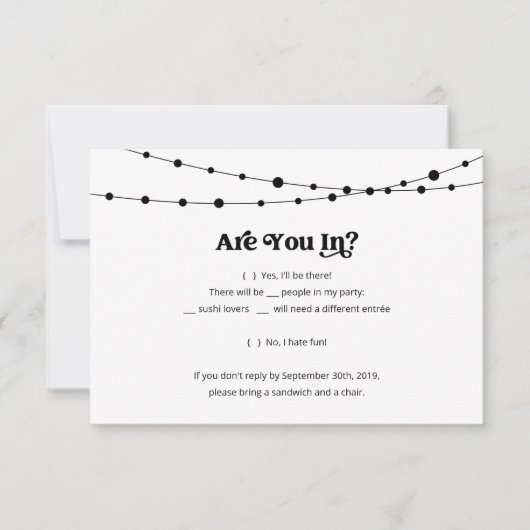 Funny Sushi Invitation Reply Kaart Insert - Kraft (Voorkant)