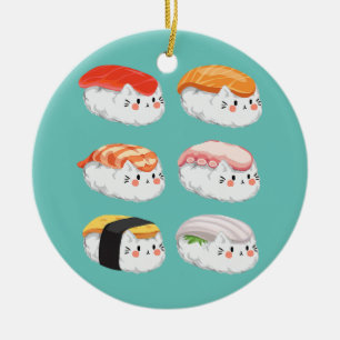 Funny Sushi Sixpack katten voor alle kattendeksels Keramisch Ornament