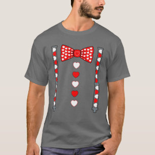 Funny Suspenders en Hearts Bow Stropdas Cute Love  T-shirt