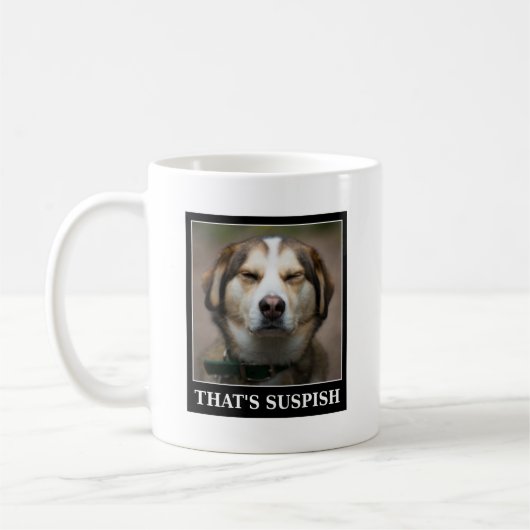 Funny Suspish Dog Meme Koffiemok (Links)