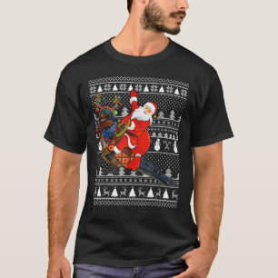 Funny Swallow Bird Lover Santa Riding Swallow Ugly T-shirt