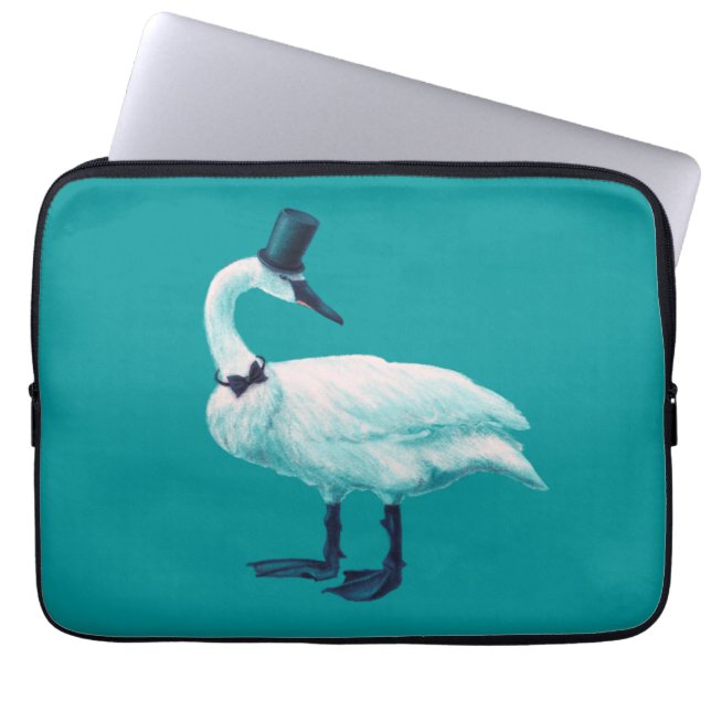 Funny Swan Birdwatch Laptop Sleeve (Voorkant)