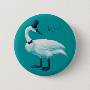 Funny Swan Birdwatch Ronde Button 5,7 Cm