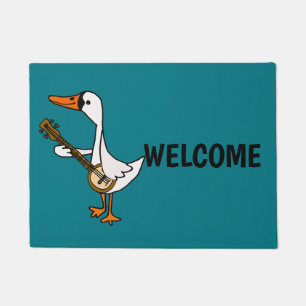 Funny Swan Play Banjo Cartoon Deurmat