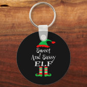 Funny Sweet And Sy Elf Shirt Xmas Family Matching Sleutelhanger (Voorkant)