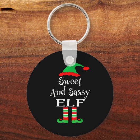 Funny Sweet And Sy Elf Shirt Xmas Family Matching Sleutelhanger (Voorkant)