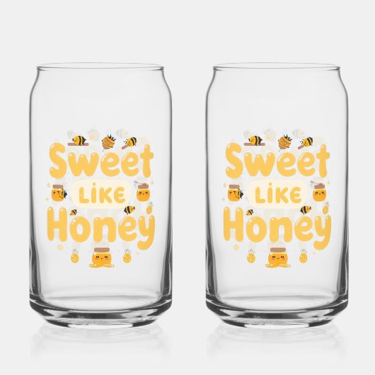 Funny "Sweet Like Honey" Bumblebee Blikvorm Glas (Achterkant)