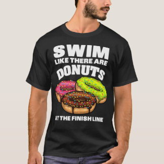 Funny Swimming Donut Design Mannen Vrouwen zwemmen T-shirt