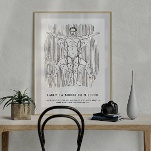 Funny Swimming of Swim School Figuur Poster