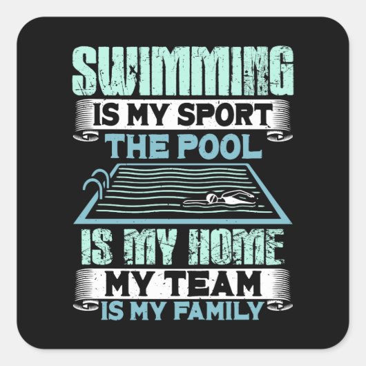 Funny Swimming Quote Vierkante Sticker (Voorkant)