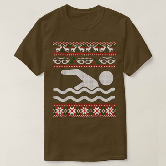 Funny Swimming Ugly KerstSweater T-shirt (Design voorkant)