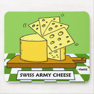 Funny Swiss Army Cheese Cartoon Muismat