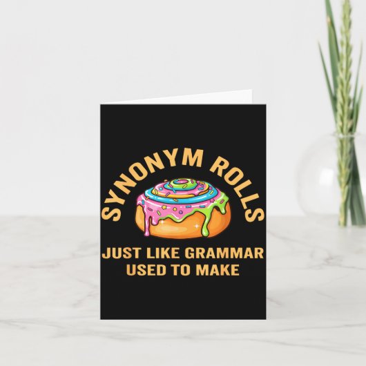 Funny Synonym Rolls Joke Cinnamon Rolls Grammar Pu Kaart (Voorkant)